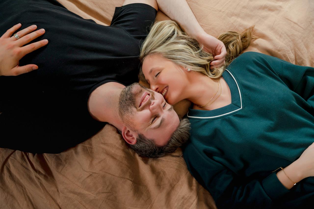 Couple sleeping comfortably